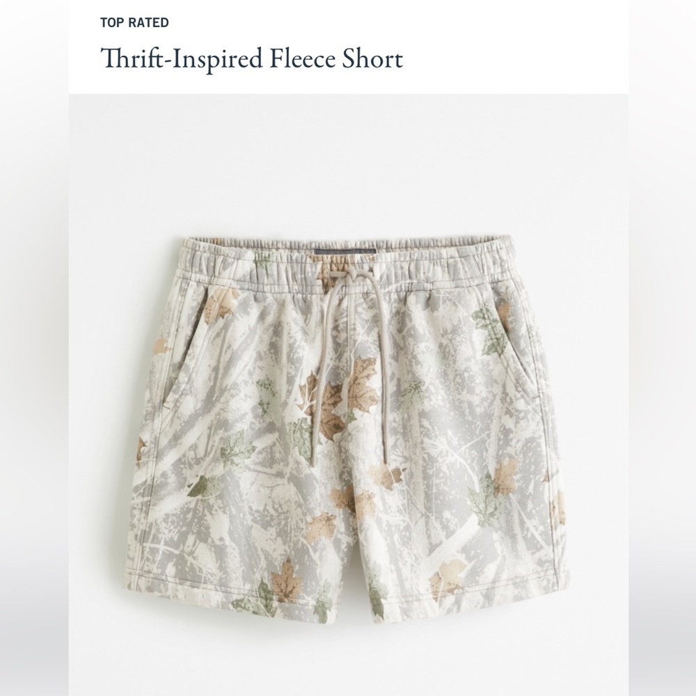 Abercrombie thrift inspired fleece shorts in light camo size xs